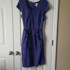Blue dress with square print